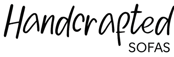 Text 'Handcrafted Sofas' on a white background